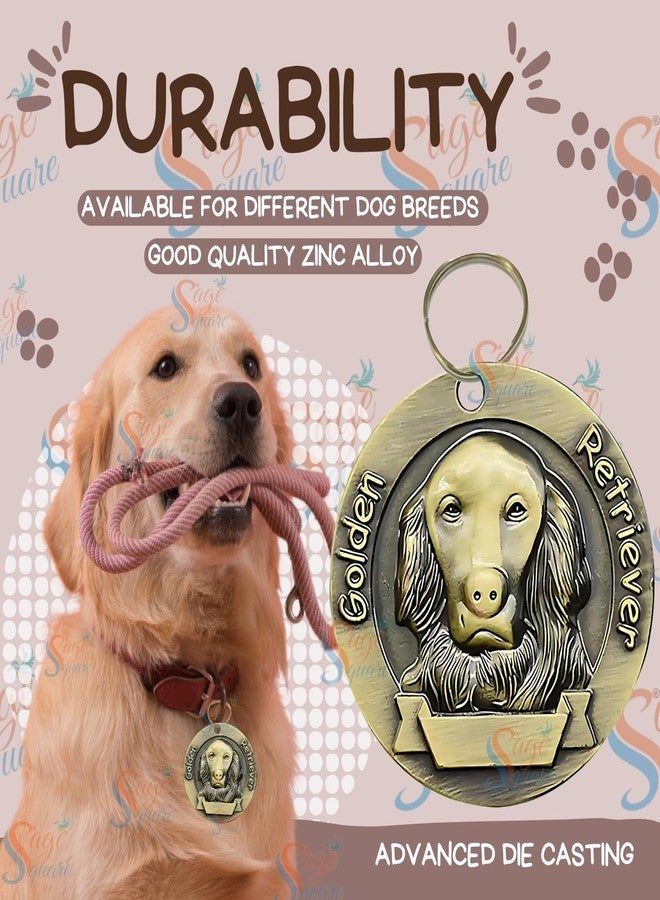 سايج سكوير قلادة مربعة الشكل من المعدن البرونزي بتصميم كلب جولدن ريتريفر - حلقة تثبيت آمنة، تفاصيل السلالة محفورة بوضوح، متينة، مقاومة للصدأ، مثالية، مناسبة للكلاب - Image 3